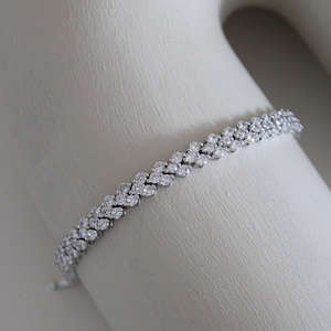 Diva Silver Plated Bracelet with Full Cubic Zirconia Stones – Sparkling Statement Jewelry, Gift for Her, Waterproof, Elegant Jewelry