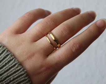 Two Layer Stainless Steel Ring, Gold Plated – Modern Statement Ring, Durable & Elegant, Gift for Her, Waterproof, Elegant, Double Ring