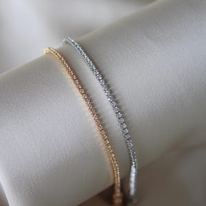 Fine Tennis Bracelet Gold and Silver I Stainless Steel Bracelet I Waterproof Bracelet I Bracelet with Stones I Thin Tennis Bracelet I Full Cube