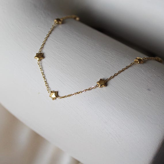 Gold Plated Stainless Steel Necklace with Tiny Stars – Dainty & Celestial, Multi Star Necklace, Elegant, Gift for Her, Waterproof Jewelry