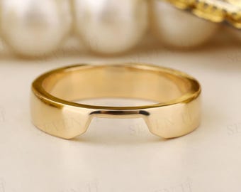 18K Solid Gold Cigar Wedding Band Ring, Unique 3mm Wide Cut Out Design, Perfect for a Wedding band or Nesting Ring, Luxurious Gift for Her!