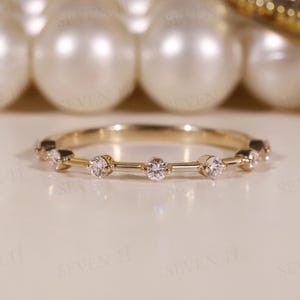 Open Gap Floating Bubble Half Eternity Band, 1.80MM Round Cut Lab Grown Diamond Band Wedding Band, Stackable/Matching Band Minimalist Band