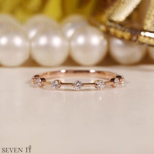 Open Gap Floating Bubble Half Eternity Band, 1.80MM Round Cut Lab Grown Diamond Band Wedding Band, Stackable/Matching Band Minimalist Band