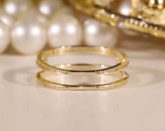 Enhancer trouwring effen gouden ring jasje roségouden ringbeschermer unieke bijpassende ring bruids stapelring belofte jubileum ring dames