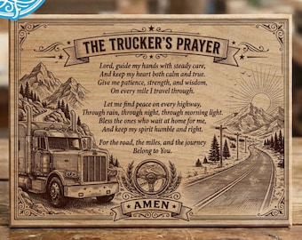 Trucker's Prayer SVG PNG, Truck Driver Wall Art Laser Engraving File, Sports Prayer Wood Sign Digital Download, Christian Trucker Gift