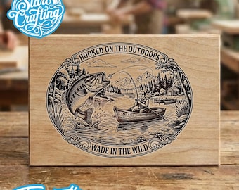 Bass Fishing SVG, Hooked on the Outdoors Engraving PNG, Fisherman Laser Cut File