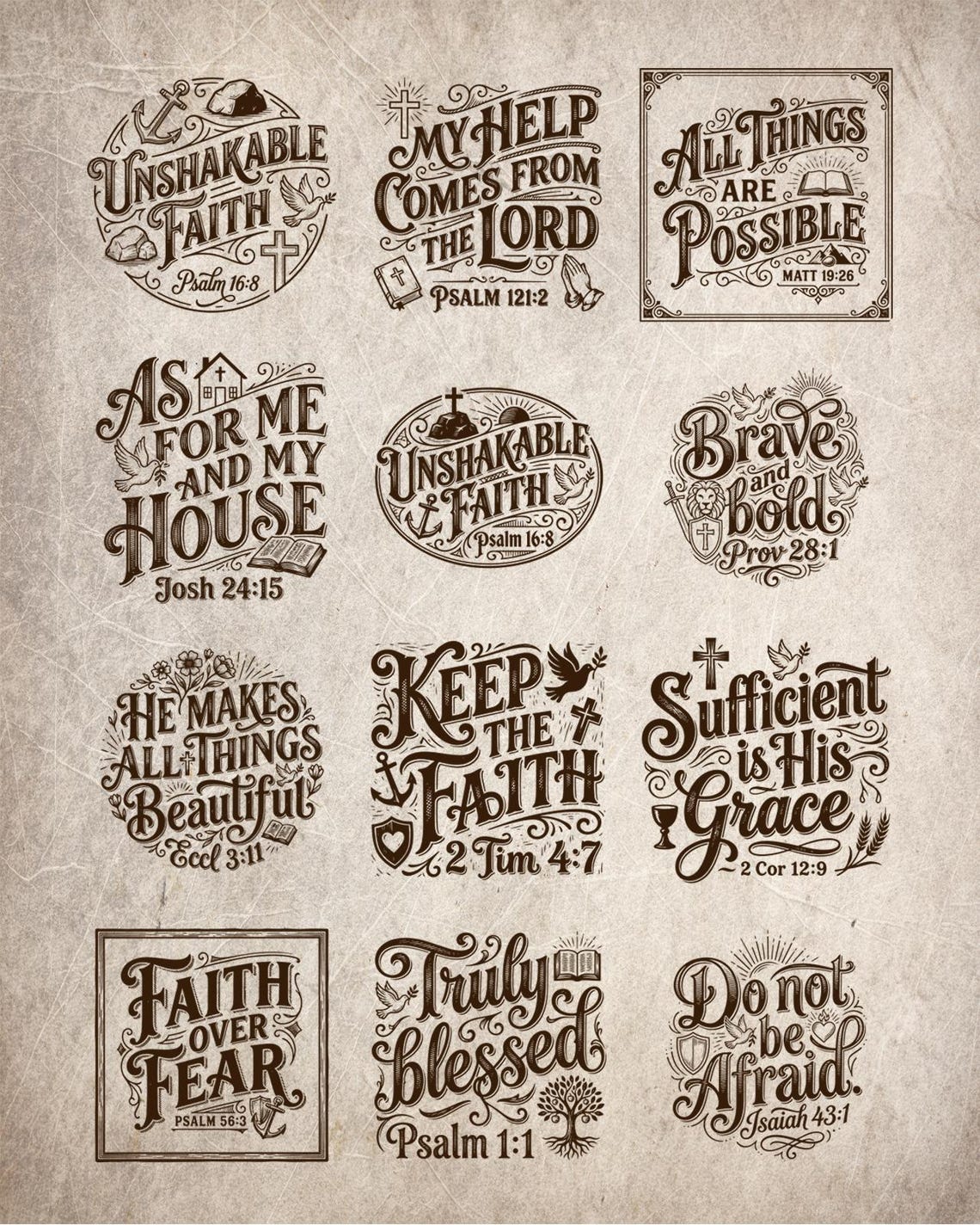 Bible Verse Engraving SVG Bundle - Vintage Scripture Quotes, Religious ...