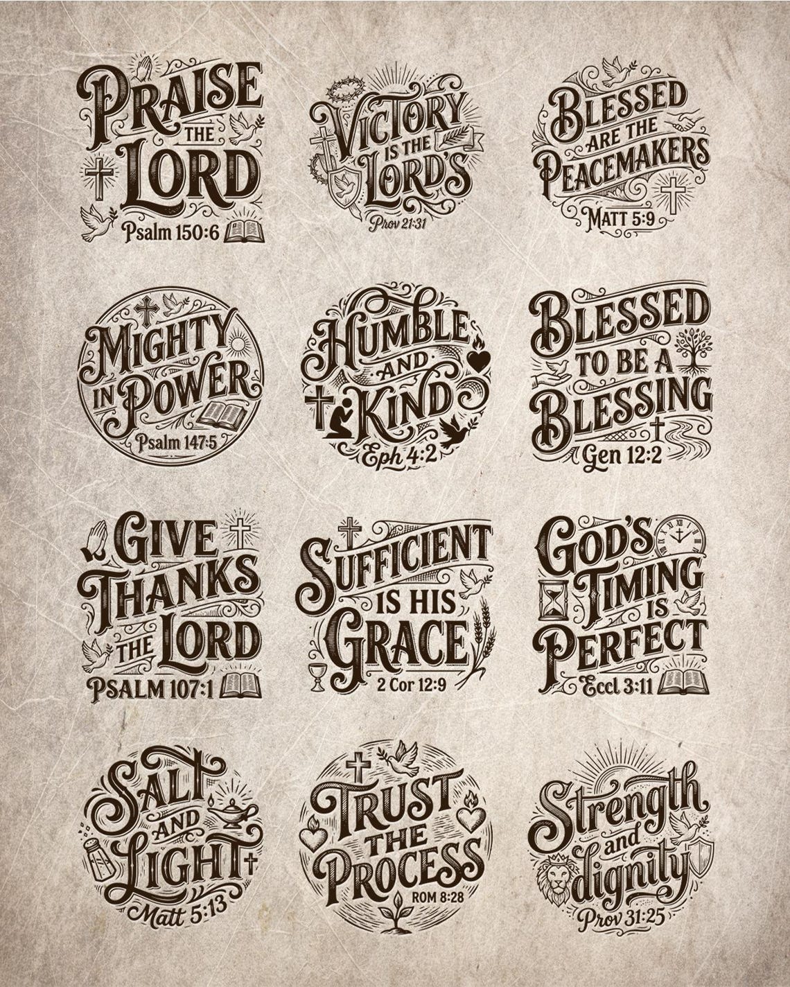 Bible Verse Engraving SVG Bundle - Vintage Scripture Quotes, Religious ...