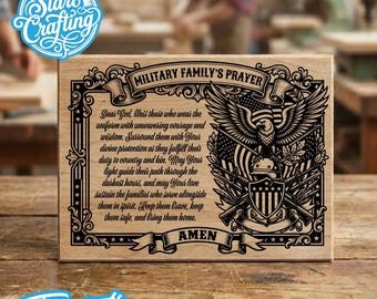 Military Family Prayer SVG, Army Soldier Engraving PNG, Patriotic Eagle Laser Cut File