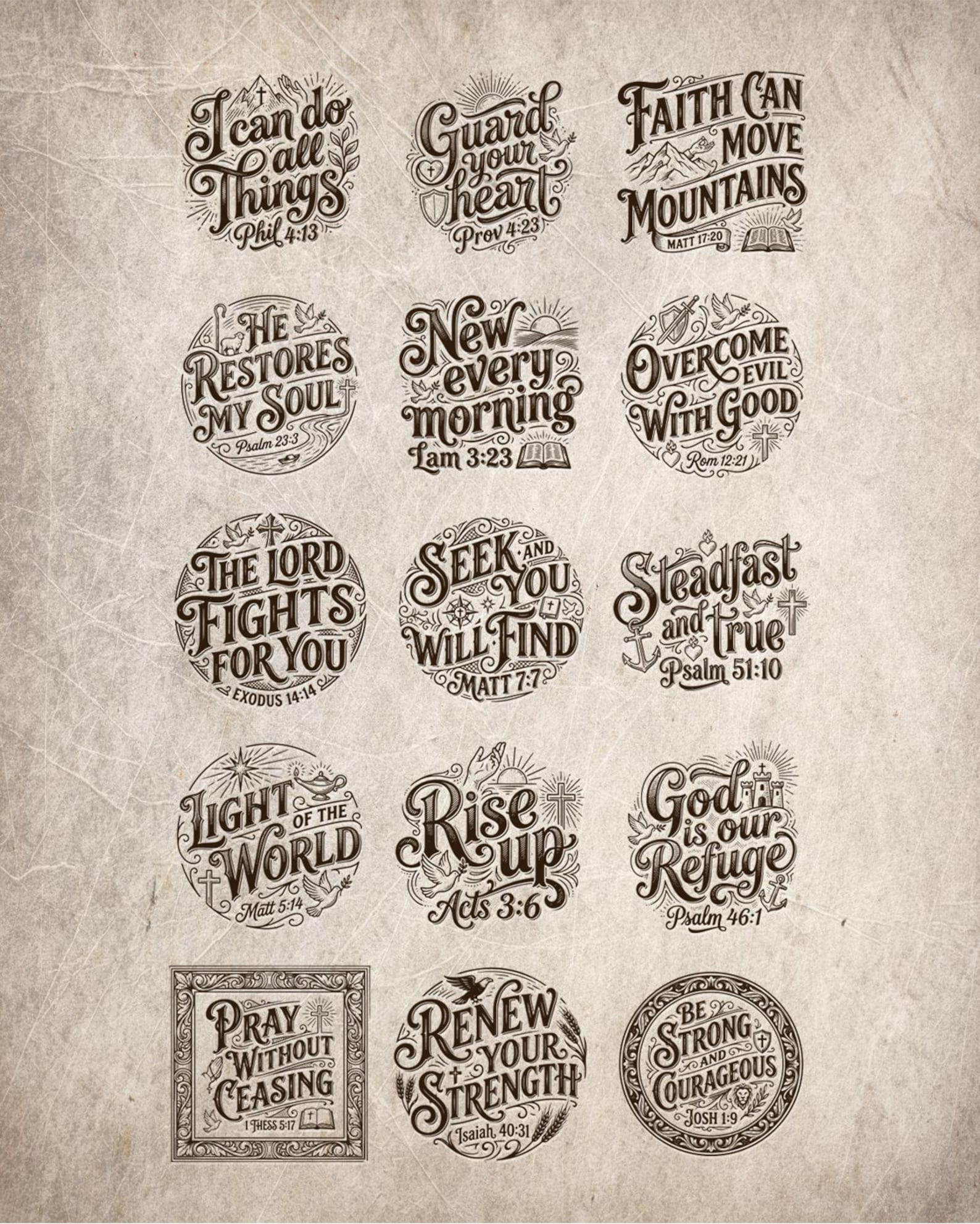 Bible Verse Engraving SVG Bundle - Vintage Scripture Quotes, Religious ...