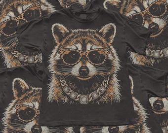 Distressed Raccoon Mascot PNG, Vintage Woodland Animal Sublimation Design (Digital Download)