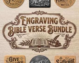 Bible Verse Engraving SVG Bundle - Vintage Scripture Quotes, Religious. Laser Ready Files, Christian Gifts, Wood Signs & Home Decor