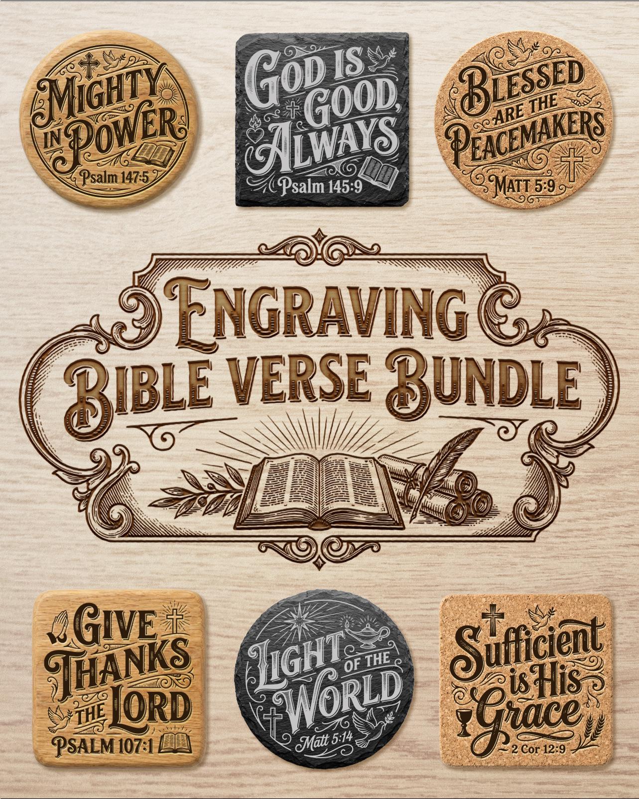 Bible Verse Engraving SVG Bundle - Vintage Scripture Quotes, Religious ...