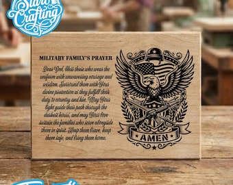 Military Family Prayer Sign SVG, Armed Forces Engraving PNG, Patriotic Laser Cut File