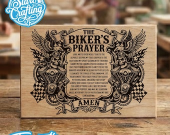 The Bikers Prayer SVG, Motorcycle Rider Engraving PNG, Chopper Engine Laser Cut File