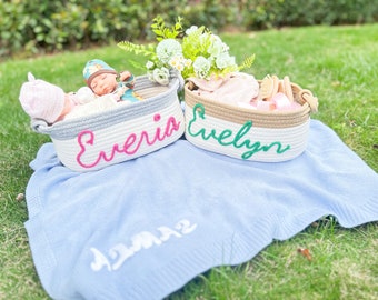 Personalized name basket, baby shower custom basket, baby name gift, baby shower custom basket