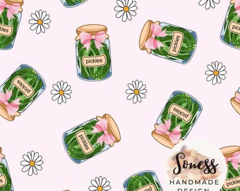 Pickles Seamless Pattern - Retro Summer fabric design for sublimation – cottagecore