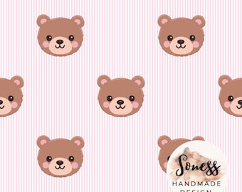 Teddy Bär nahtlose Muster | Niedliches Baby Bär Rapportmuster | Kawaii Kinderzimmer Stoffdesign | Digitales Papier für Kinder Basteln & Nähen