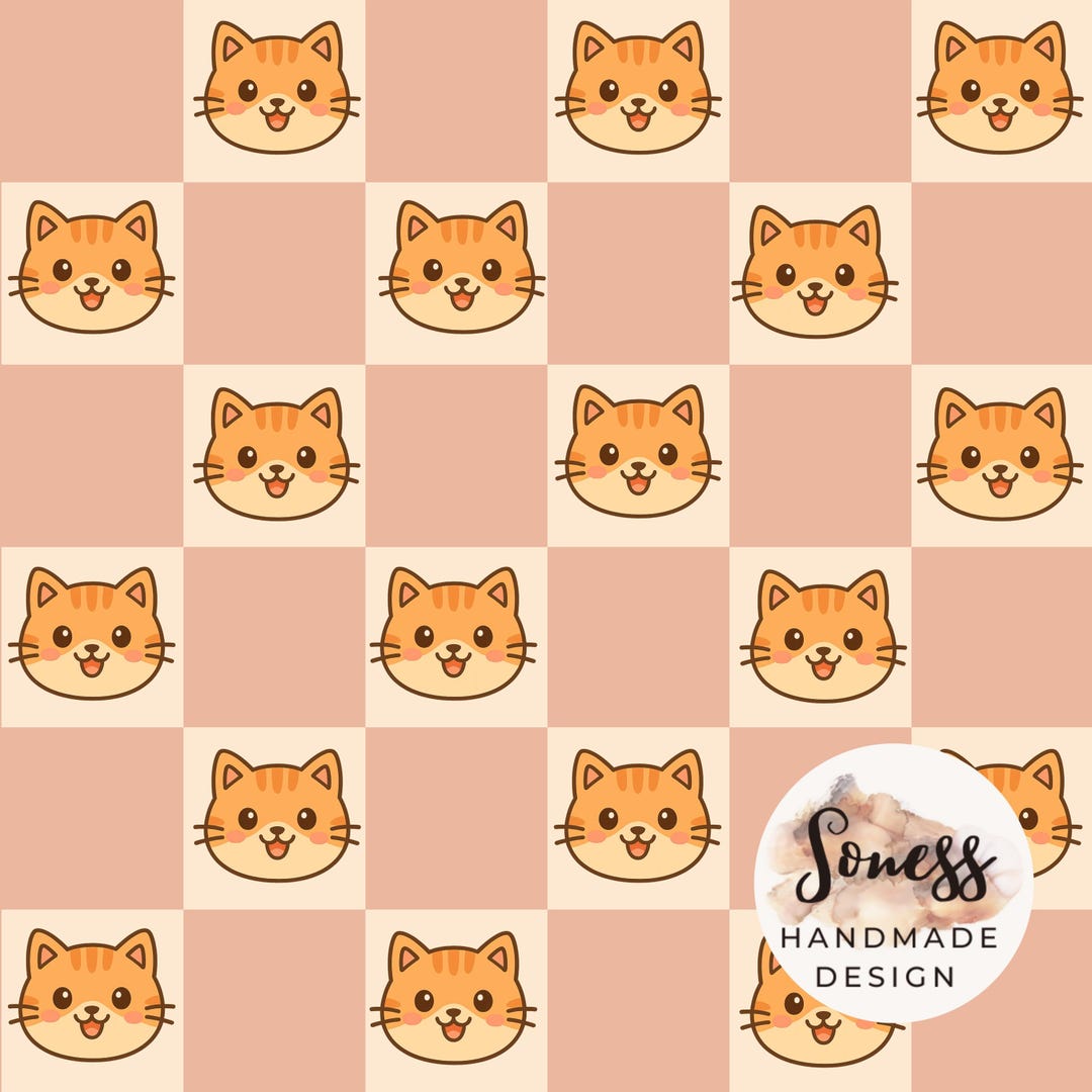 Cat Seamless Pattern, Digital Paper With Cats, Seamless Cats, Kawaii ...