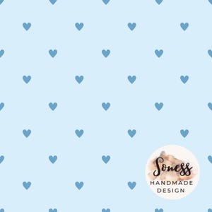 Blue Heart Seamless Pattern, Minimal Heart Repeat, Cute Baby Background, Valentine Digital Paper, Nursery Fabric Design