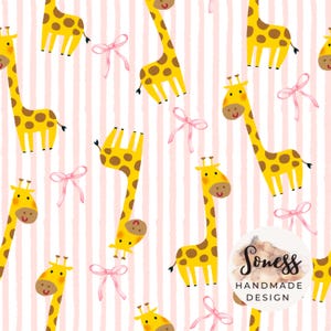 File digitale con motivo senza cuciture di una simpatica giraffa, design in tessuto safari, disegno ripetuto, non esclusivo, sfondo a pois bianchi