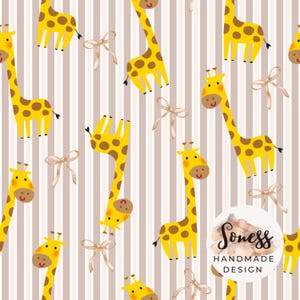 Süße Giraffe mit nahtloser Muster, digitale Datei, Safari Fabric Design, Muster wiederholen, nicht exklusiv, Hintergrund mit weißen Punkten