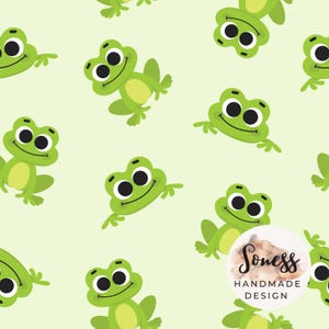 Frosch Musterdesign, Kröte Muster, 12 x 12 Zoll Rapport, niedliches Tier digitales Papier, Regentropfen und Blumenmuster