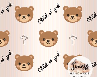 Christian Teddy Bear Seamless Pattern | Faith Nursery Design (Digital Download)