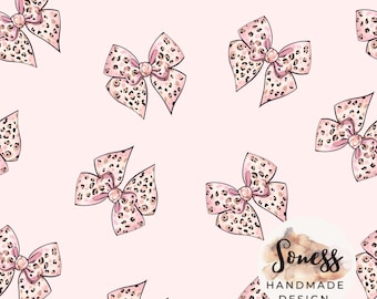 Pink Leopard Coquette Bow Seamless File, Preppy Seamless design