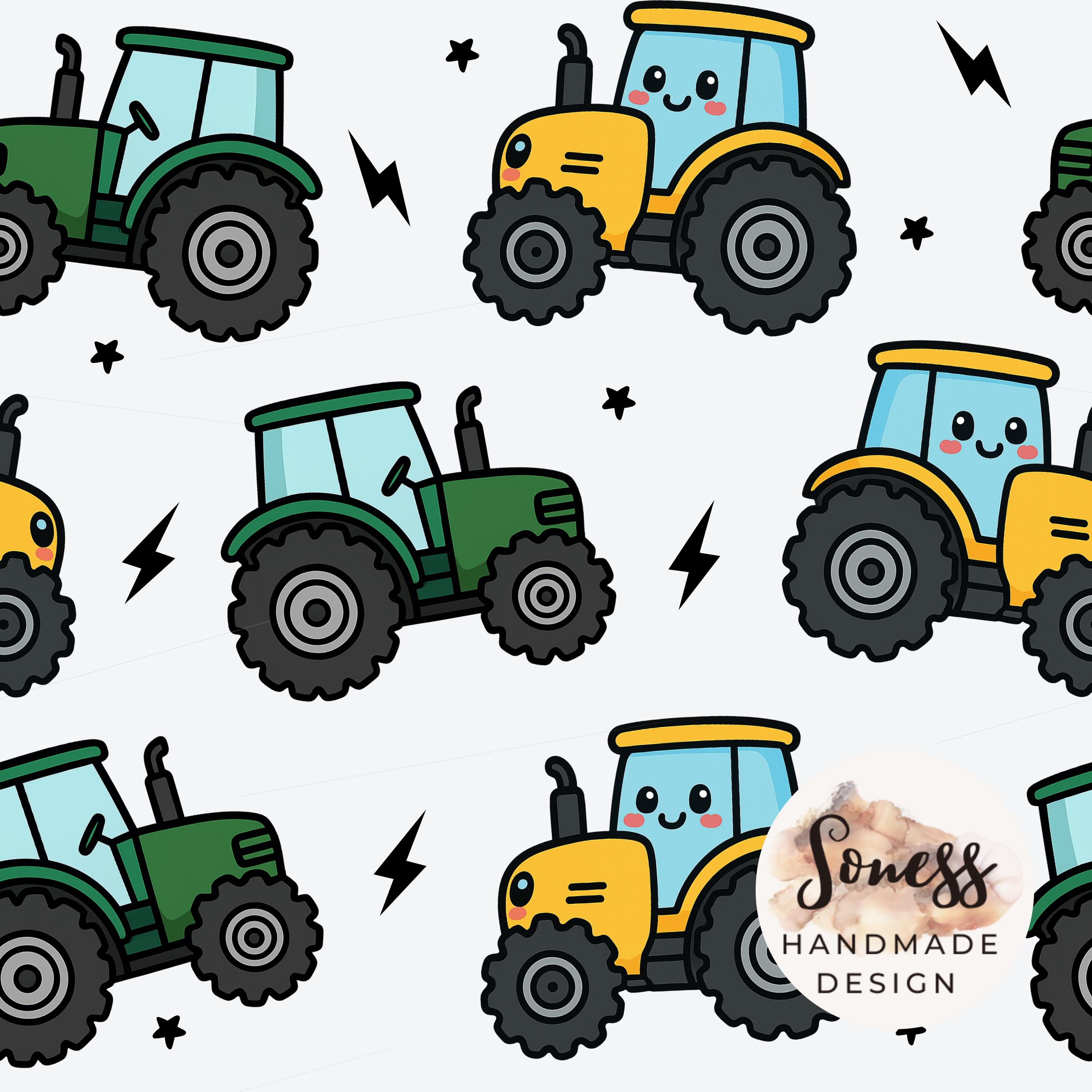 Tractor Seamless Pattern: Boy Farm Repeat Design (digital File) - Etsy