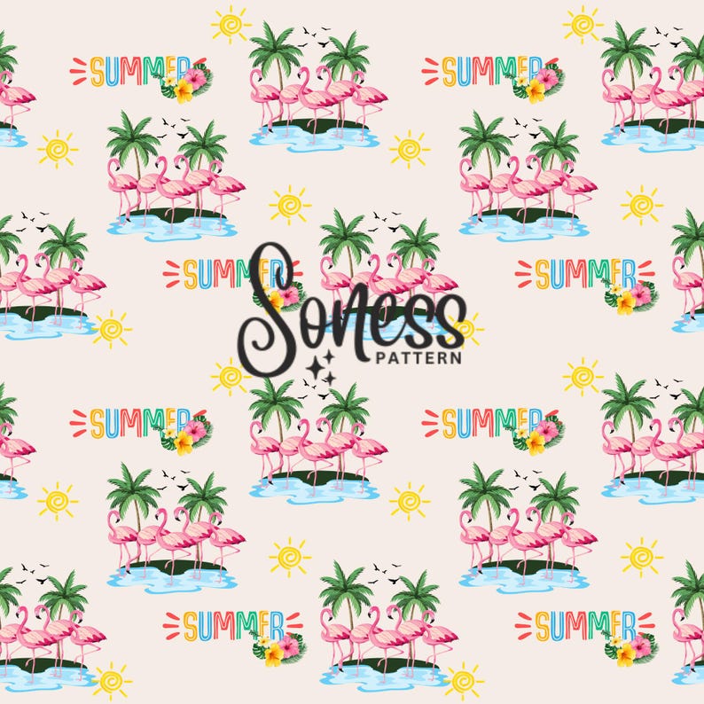 Pink Flamingo Seamless Repeat Pattern, Pink Summer Pattern File ...
