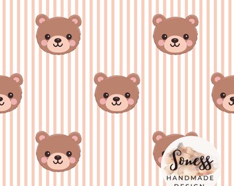 Teddy Bär nahtlose Muster | Niedliches Baby Bär Rapportmuster | Kawaii Kinderzimmer Stoffdesign | Digitales Papier für Kinder Basteln & Nähen