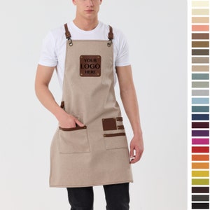 Fleckensichere Barista-Schürze mit veganen Lederriemen - Ideal für Küche, Koch, Kaffee & Hobbys - Perfektes personalisiertes Geschenk