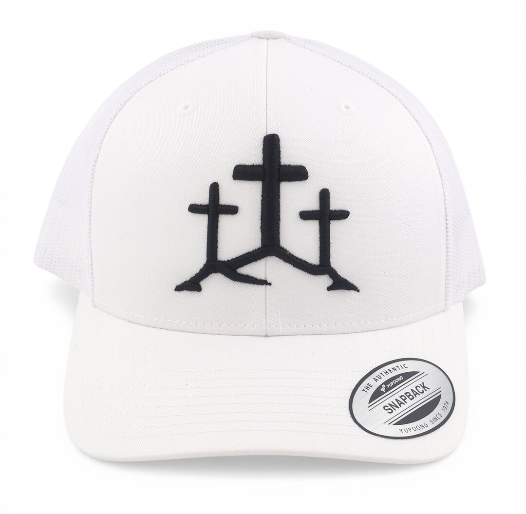 帽子 Triple white cross trucker hat 3 Crosses Hat - Etsy