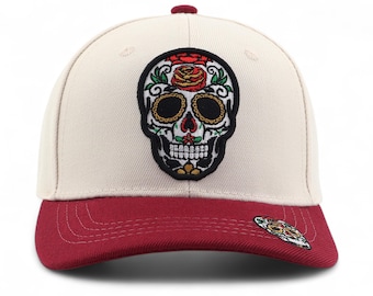 Dia De Los Muertos Sugar Skull Embroidered Snapback Hat