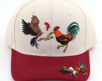 Double Rooster Embroidered Hat