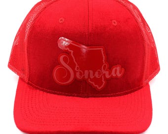 Rot Mexiko Staaten Samt Trucker Hat