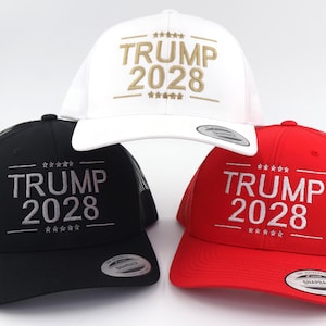 Trump 2028 with 5 Stars Embroidered Trucker Hat (3 Colors Available)