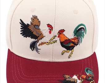 Double Rooster Embroidered Hat