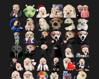 156 Silly Dog Emotes Pack for Twitch Discord Kick, Funny Puppy Meme Emote Set, Golden Retriever, Dumb Dog, Aesthetic Streamer Decor Assets