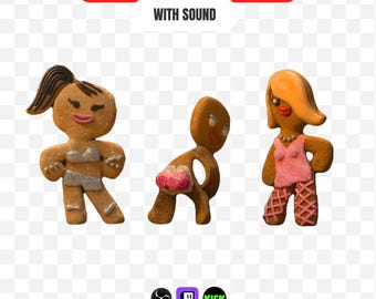 Animated Gingerbread Butt Slap Stream Alert Twitch Emote Funny Cookie Baking Slapstick Meme Overlay for Kick OBS Subscriber Follower Sound