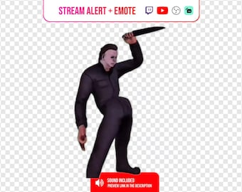 Dancing Slasher with Knife Stream Alert & Emote | Animated Halloween Horror Twitch Alert for OBS Kick YouTube | Pale Mask Killer Pack