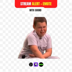 Funny Crying Boy Stream Alert Animated Meme Emote for Twitch Kick, Sad Kid Rage Quit Fail Sound Alert, Hilarious Cry Face Overlay OBS