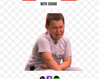 Funny Crying Boy Stream Alert Animated Meme Emote for Twitch Kick, Sad Kid Rage Quit Fail Sound Alert, Hilarious Cry Face Overlay OBS