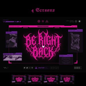 Cyberpunk Gothic Stream Overlay Pack, Pink Purple Y2K Twitch Overlay, Metal Aesthetic Dark Neon Emo Demon Starting Soon BRB Offline Scenes image 5