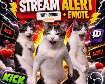 Funny Screaming Cat Kung Fu Stream Alert Animated Emote with Sound Twitch Kick OBS Streamlabs Yelling Kitten Meme Subscriber Follower