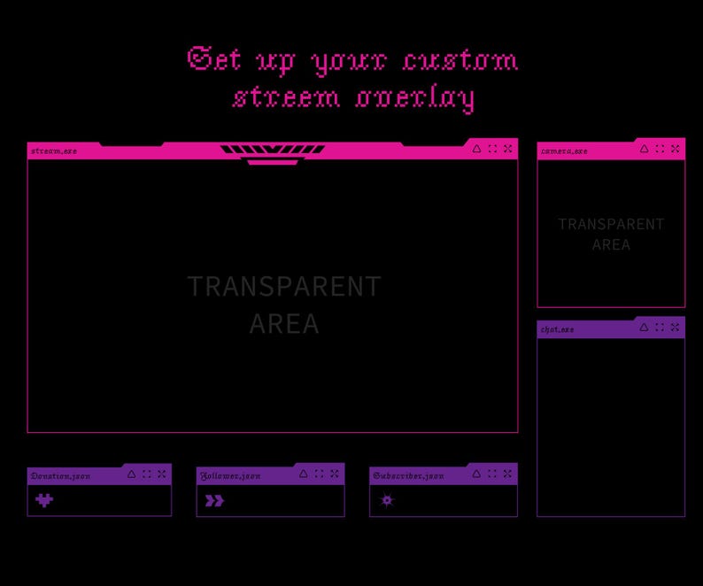 Cyberpunk Gothic Stream Overlay Pack, Pink Purple Y2K Twitch Overlay, Metal Aesthetic Dark Neon Emo Demon Starting Soon BRB Offline Scenes image 6