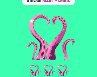 Animated Tentacle Heart Stream Alert & Emote, Pink Valentine's Day Twitch Alerts, Kraken Love Emotes for Kick Discord YouTube, GIF Overlay