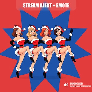 Animated Christmas Stream Alert & Emote, Anime Santa Girl Dance Twitch Overlay, Jingle Bells Kick, Kawaii Discord Gif, Seasonal Webm