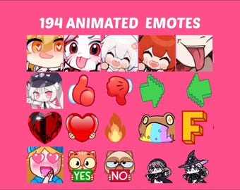 Pacchetto di 194 emoticon animate per Twitch Discord Kick, emoticon meme anime chibi, divertenti facce arrabbiate e arrapate, adesivi kawaii per giocatori, kit GIF WebM